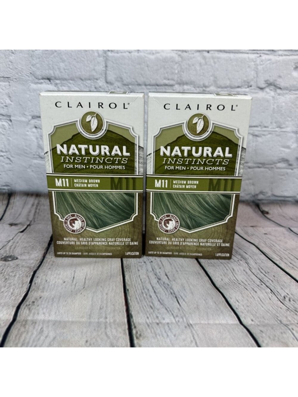 2-CLAIROL Natural Instincts For Men M11 Med Brown Haircolor Kit Dye Discontinued